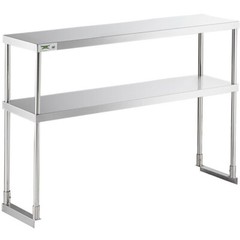 12″W x 48″D x 32″H Stainless Steel Double Deck Overshelf For Work Prep Tables