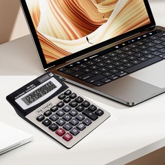 Desk Calculator, Extra Large 4in LCD Display, 12 Digits, Solar & Black
