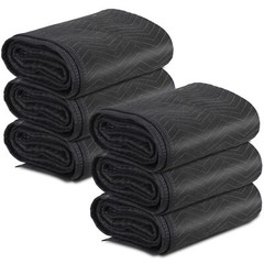 6 Pack Moving Blankets 80″ x 72″ Pro Economy Black Shipping Furniture Pads
