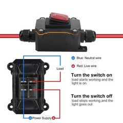 1PC Inline Cord Switch IP67 Waterproof Outdoor ON/Off Toggle Switch DC 12V-24V