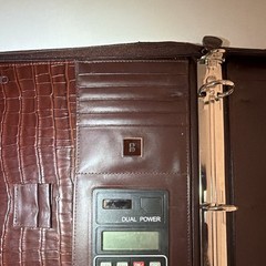 Vintage Brown Leather Croc Embossed Zipper 3-Ring Binder 1in Dual Power