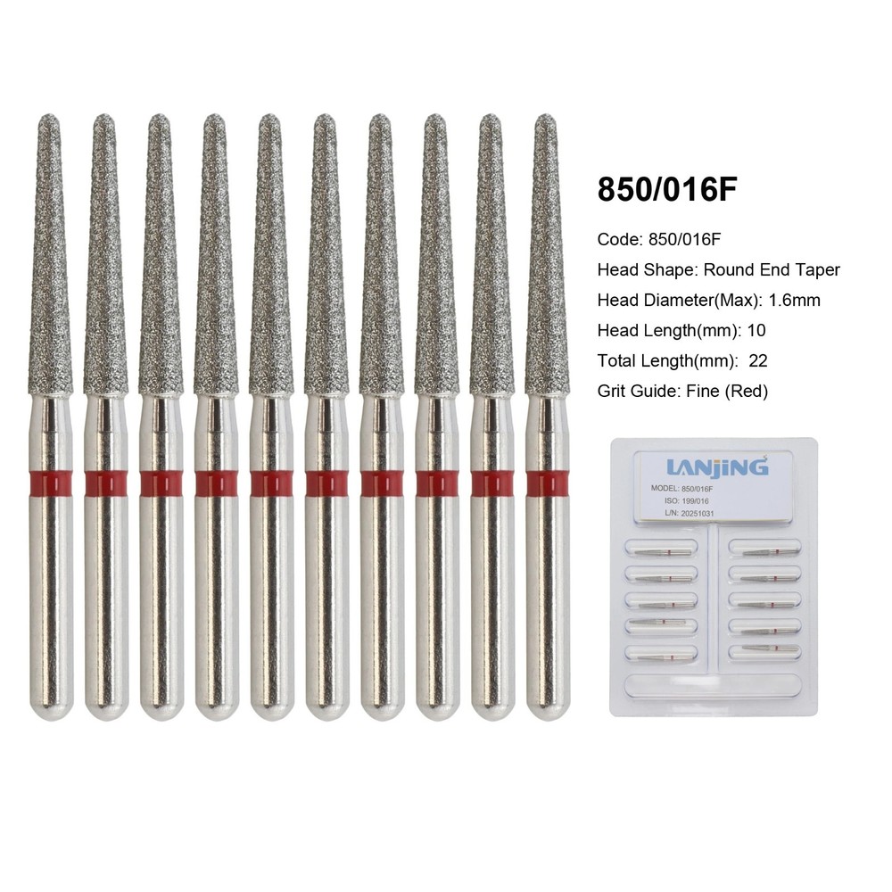 FG Dental Diamond Burs 856 850 Round End Taper Crown Prep Coarse Fine High Speed