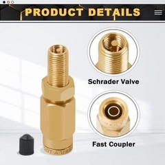 2 Packs 1/4″ Air Value Inflation Schrader Valve, Schrader Valve Adapter with Pus