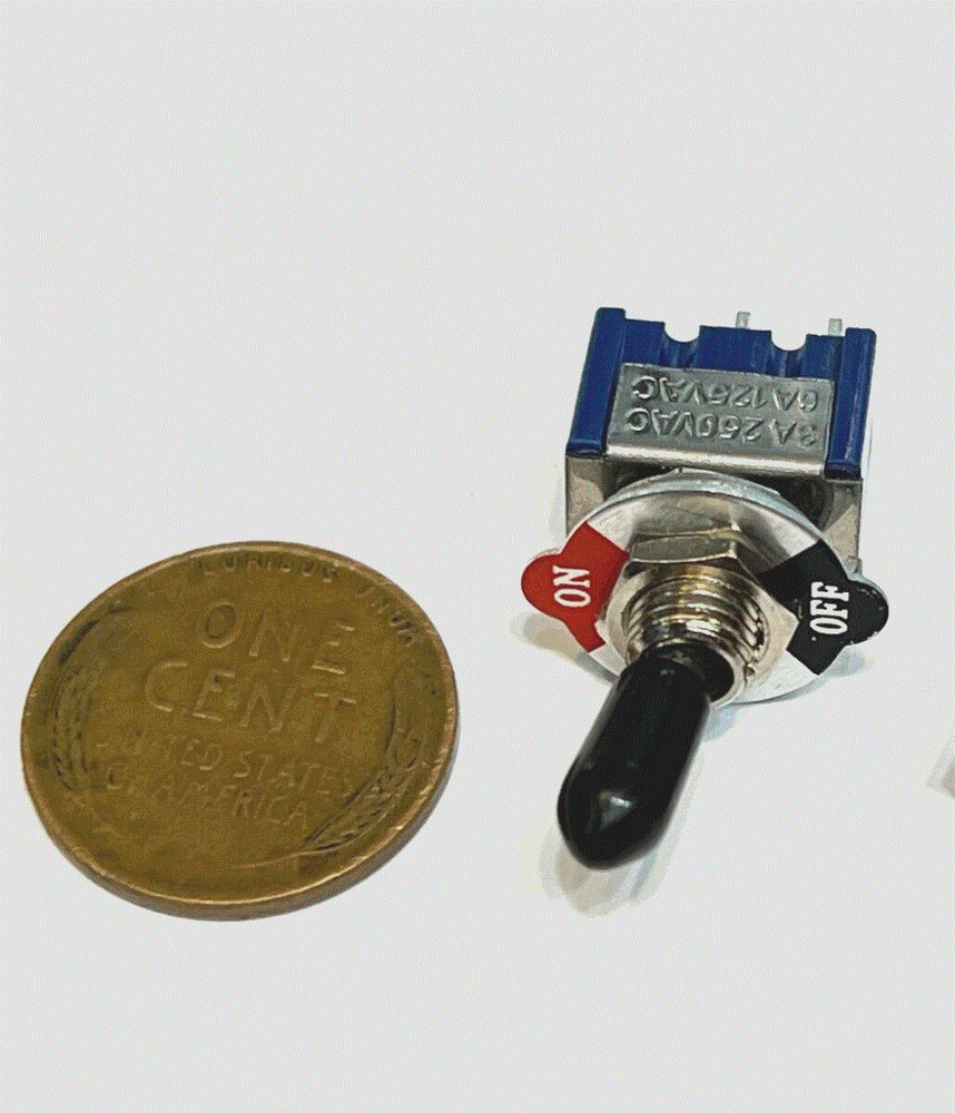1 Pack black Cap Mini toggle switch on/off MTS-101 2pin dc 6a 12v 6mm B12 STAMP