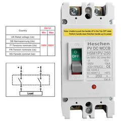 DC550V Solar PV MCCB Circuit Breaker 2 Pole 200A Thermal Magnetic 10KA