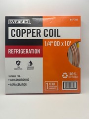 EVERBILT Refrigeration Copper Coil 1/4” OD X 10’ *OPEN BOX*