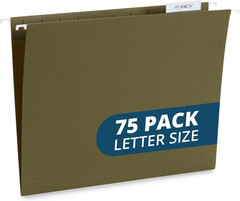 Blue Summit Supplies Hanging File Folders, 75 Pack, Reinforced Hanging Folders L