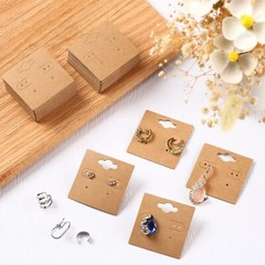 200 Pack Earring Display Cards Holder for Selling Jewelry Ear Studs Kraft 2″x2″