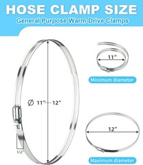 Hose Clamp Set – 6PCS 12 Inch 304 Stainless Steel Worm Gear Hose Clamps for Fuel