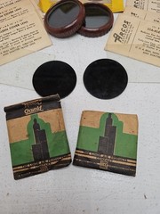 Vintage Welding Goggle Lenses Round Oxweld Type C 16 / 17 Arcos Sta-Kleer Cover