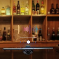 3D 1080P LED Holographic Fan Hologram Fan Projector Light RGB Sign Bar w/Control
