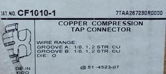 Lot of 5 ABB Blackburn – CF1010-1 Copper Compression Tap Connector1/0-2 AWG