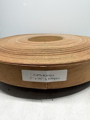 New Roll of GPS / Khaya Veneer Edging 2″ x 98″ x 100 pcs 1/64″ thick .02″ & .5mm