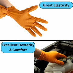 Wolverine Orange Nitrile Gloves, 8 Mil, Raised Diamond Texture 1000 Pcs Large
