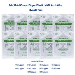 1×Dental Orthodontic Super Elastic Ni-Ti 24K Gold Coated Round Wire 014 Upper