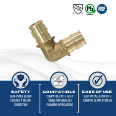 10 Pieces XFITTING 1/2″ Pex A Elbow, Expansion Elbow, Lead Free Brass