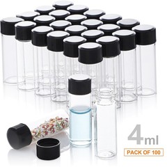100pcs 4ml Glass Vials with Screw Caps Clear Liquid Sample Vials Small Bottles