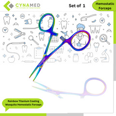 Cynamed Premium Quality Rainbow Titanium Coating Mosquito Hemostatic Forceps