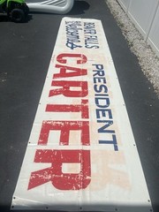 Vintage 1970’s Hand Painted Banner Beaver Falls Welcomes President Carter 19’