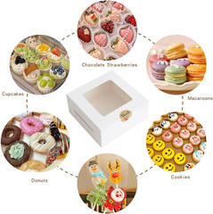 30 Pcs Bakery Boxes with Clear Window, 6.3×6.3×3 Inches, Food Grade Materials, E