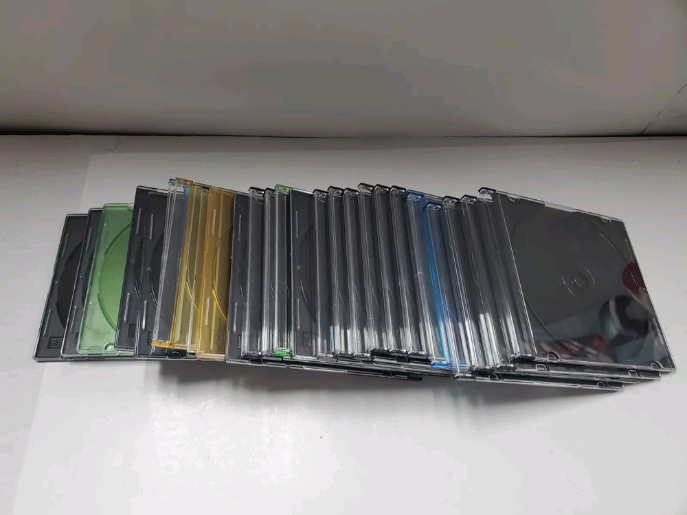 25 SLIM ASSORTED Color CD Jewel Cases