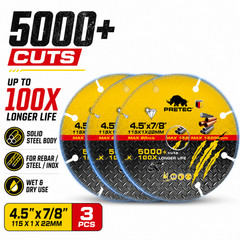 3 Pack 4.5″ Diamond Cut Off Wheel 7/8 Arbor Metal Cutting Disc Rebar Steel INOX