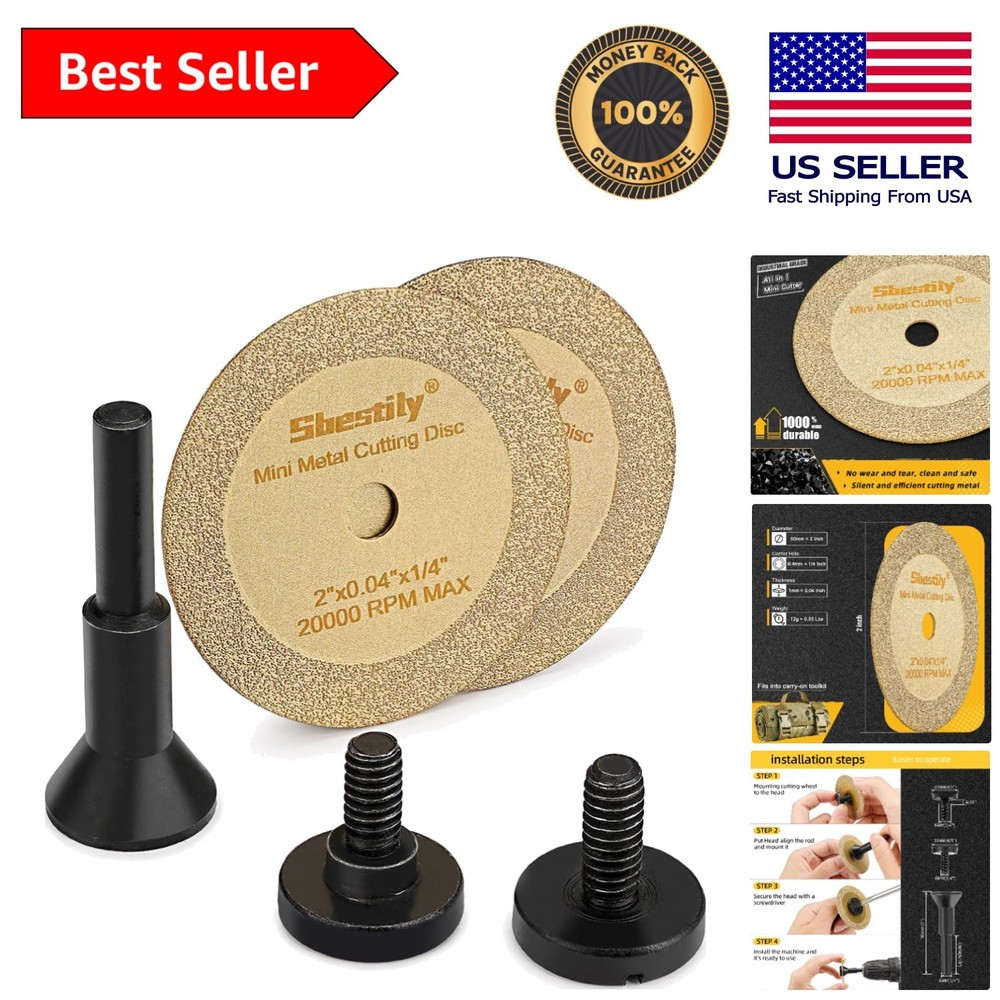 Versatile 2-Pack Diamond Cutting Wheels with Mandrel – Cuts Metal & PVC, 36 Grit