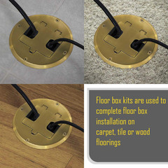 6239BP Floor Kit with Recessed Duplex 15A TR Device and Adjustable Steel Box, 1-