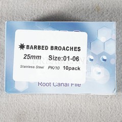 10pc Dental Barbed Broaches #1-6 Assorted Handle Endodontic File 25mm Stainless