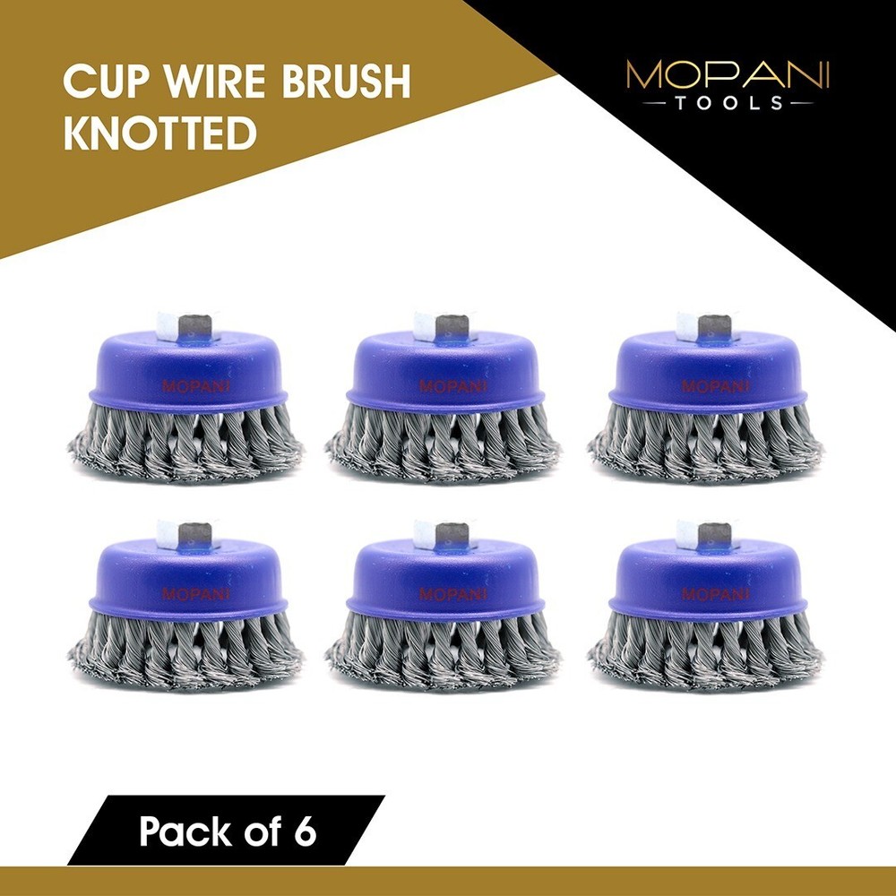 Wheel Cup Brush 4 Inch (4″ Twisted/Knotted) For 5/8″-11 Angle Grinders – 6 Pack