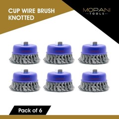 Wheel Cup Brush 4 Inch (4″ Twisted/Knotted) For 5/8″-11 Angle Grinders – 6 Pack