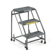 Ballymore 318G Grip 16″ W 3 Step Steel Rolling Ladder 10″ D Top Step