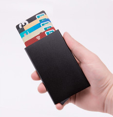 Mens Slim Carbon Fiber Money Clip Wallet RFID Blocking ID Credit Card Holder