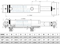 Hydraulic Cylinder For Loader Welded Double Acting 1.75″ Bore 14″ Stroke NEW