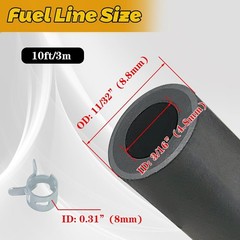 3/16 Inch ID Fuel Line Hose 10 Feet for Small Engine Genera Size: 3/16 ID-10ft