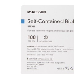 McKesson Sterilization Biological Indicator Vial Steam Compatibility 73-SCS100