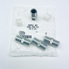 4-PACK, 1/2″ X 1/2″ NPT TRHEADED, HEX NIPPLE, STEEL PIPE FITTING