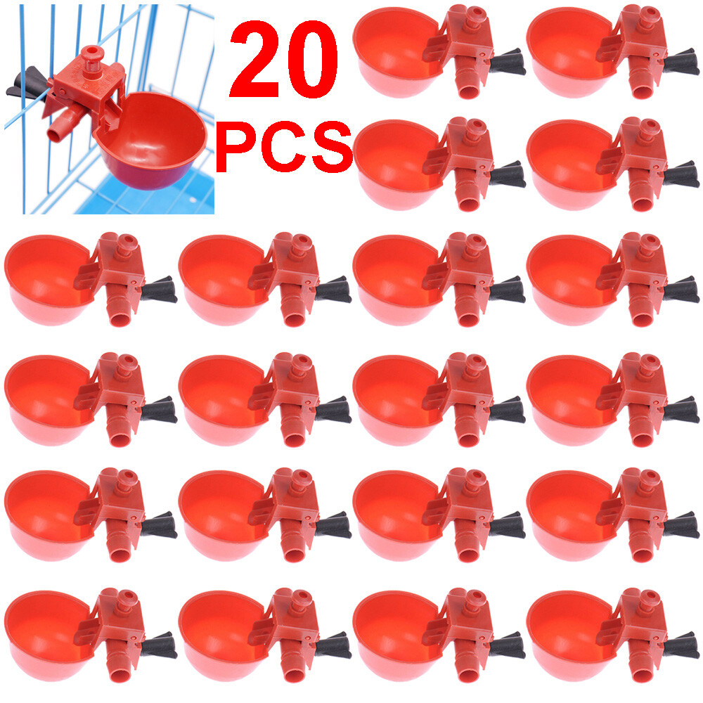 20 PACKS Poultry/Quail Water Drinking Cups Chicken Hen Plastic Automatic Drinker