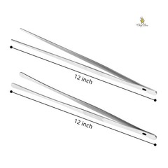 ChefBee Kitchen Cooking Tongs Tweezers – 2PCS 12″ Stainless 12 inches, Silver