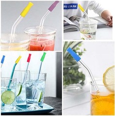 20 Pcs Colorful Silicone Straw Tips, Reusable Teeth 6 Millimeters, Multicolor