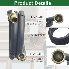 NHB3 6Ft HVAC Vacuum Hose 1/2″ Internal Diameter, 1/2 in to 1/2 in Fittings