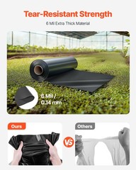 6Mil Plastic Sheeting Roll 10 x 100 FT Heavy Duty Polyethylene Black