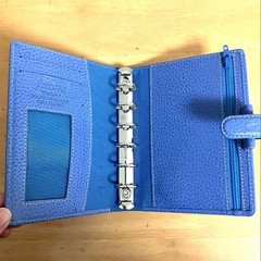 Filofax Leather Notebook 6 Hole Blue Leather Mini 6 Size Cover Used From Japan