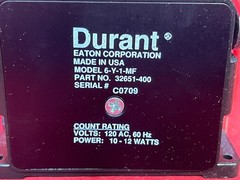 EATON DURANT 6-Y-1-MF ELECTRIC COUNTER 120VAC PART NO.: 32651-400
