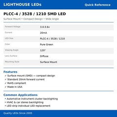 10 x LED PLCC4 1210 3528 Pure Green SMD LEDs Light Super Ultra Bright RC PLCC-4