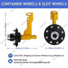 2Pack Shipping Container Wheels 8×6.5 Lug Wheels Kit with Ratchet Strap US