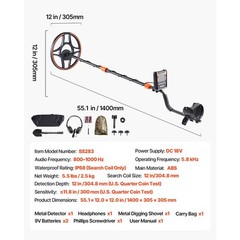 12 Inch Metal Detector Professional Gold Digger Hunter Waterproof IP69 for Adult
