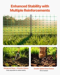 VEVOR Electric Netting Fence Kit Sheep Fencing 35″H x 164’L with Posts Spikes