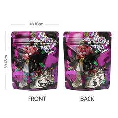 100pcs 3.5g Mixed Holographic Mylar Bags Smell Proof Resealable Zipper Pouches