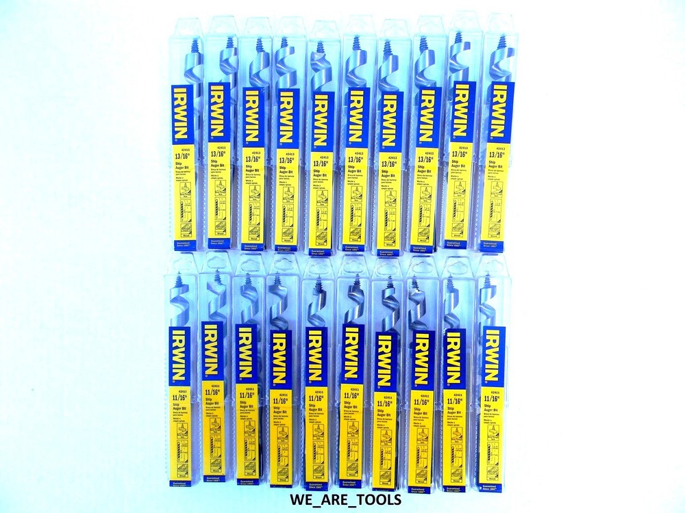NEW 20 PC IRWIN 7-1/2″ SHIP AUGER DRILL BIT SET WOOD BORING 11/16″, 13/16″ NAIL